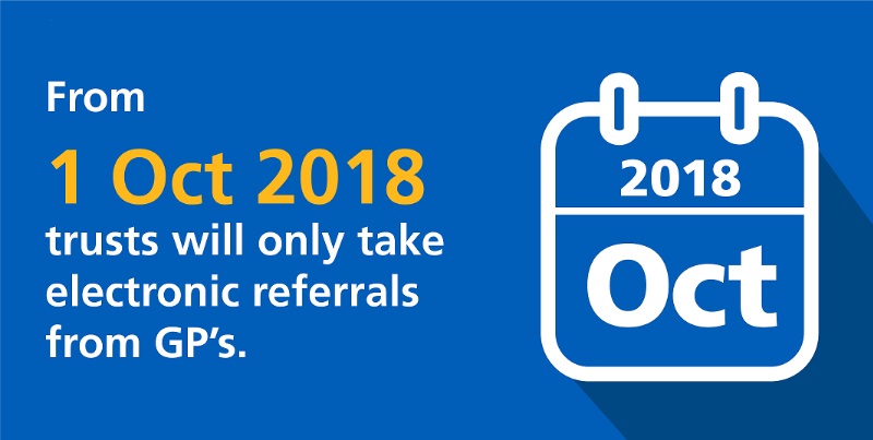 1st oct 2018 trusts will only take electronic referrals from gps