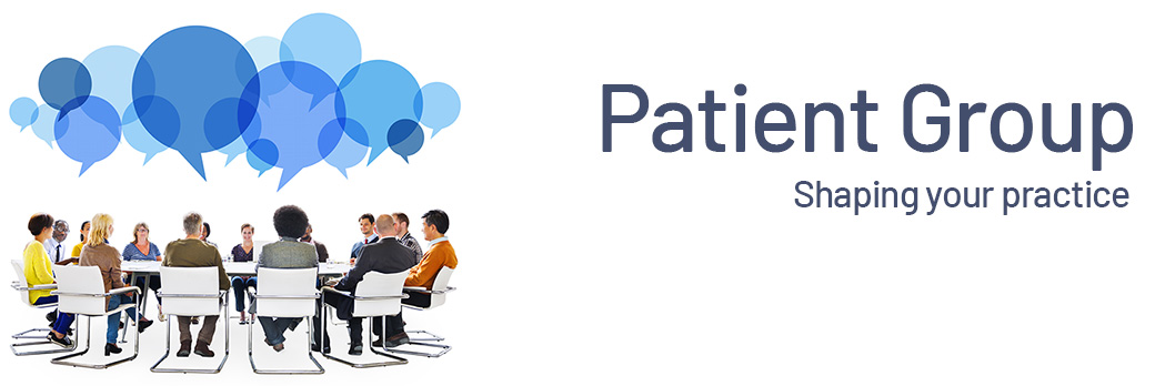 patient group logo with group in a circle with speech bubbles